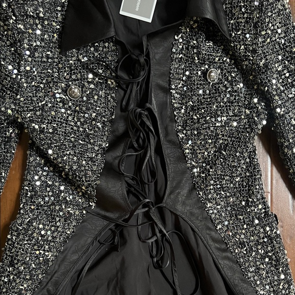 NWT Marigold Shadows Stunner Sequin Jacket Silver & Black Size Large - Picture 6 of 16